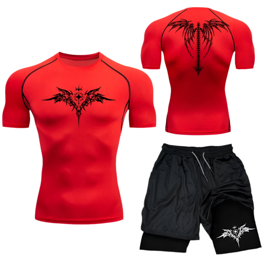 Kompressions-set T-shirt och shorts MMA/Gym/Kondtion