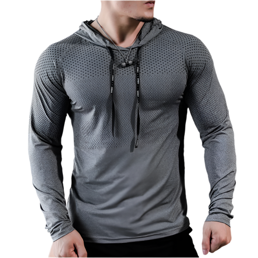 Gymhoodie med luva, långärmad