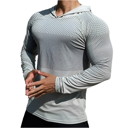 Långärmad gymhoodie i funktionsmaterial med snyggt mönster
