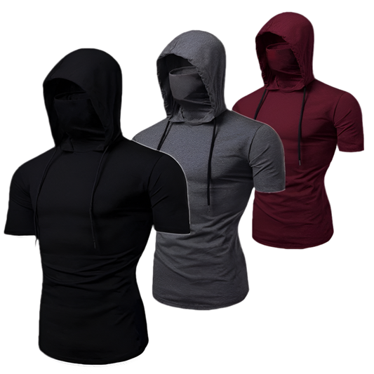 Kortärmad gymhoodie i funktionsmaterial