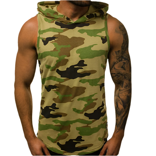 Gymhoodie ärmlös med luva
