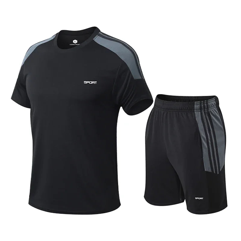 Tränings-set för herr med shorts och t-shirt