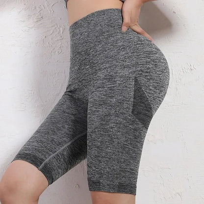 Längre högmidjade kompressionsshorts – Perfekta för gym och yoga