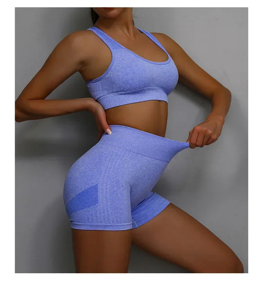 Sömlöst Träningsset för Kvinnor – Sport-BH & Shorts för Gym & Träning