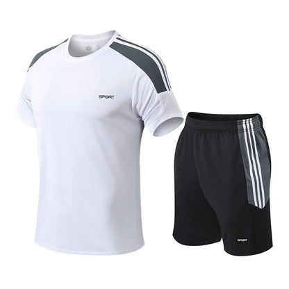 Tränings-set för herr med shorts och t-shirt