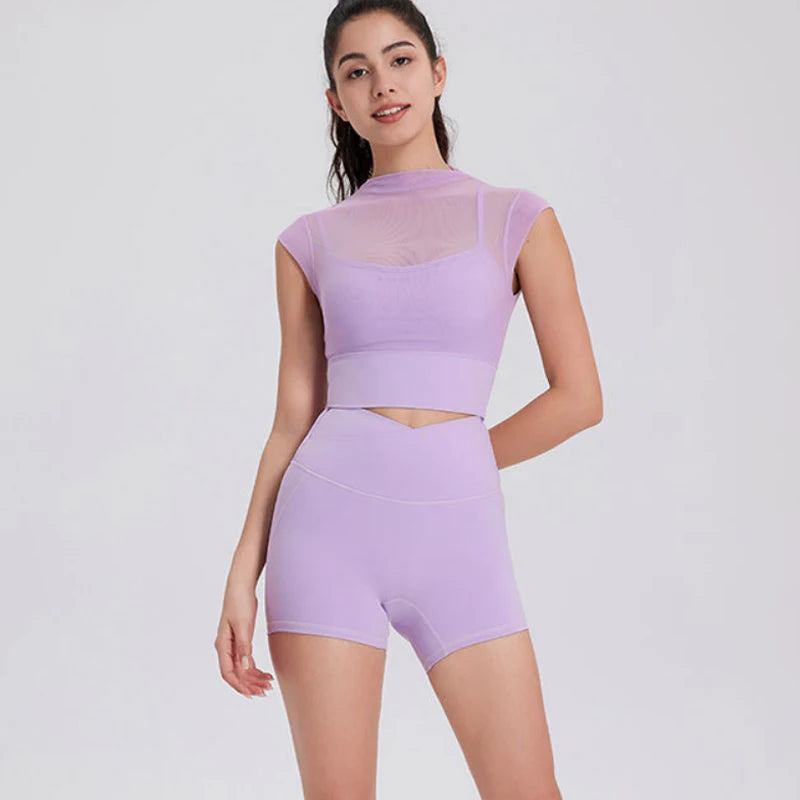 Mesh Crop-top för Yoga, Gym mm