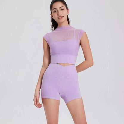 Mesh Crop-top för Yoga, Gym mm