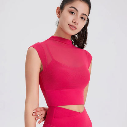 Mesh Crop-top för Yoga, Gym mm