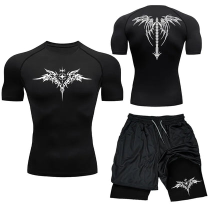 Kompressions-set T-shirt och shorts MMA/Gym/Kondtion