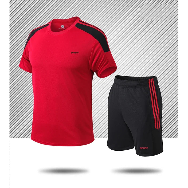 Tränings-set för herr med shorts och t-shirt