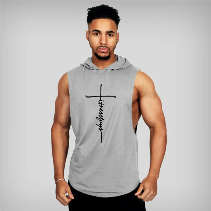 Gymhoodie ärmlös med luva fitnessguys