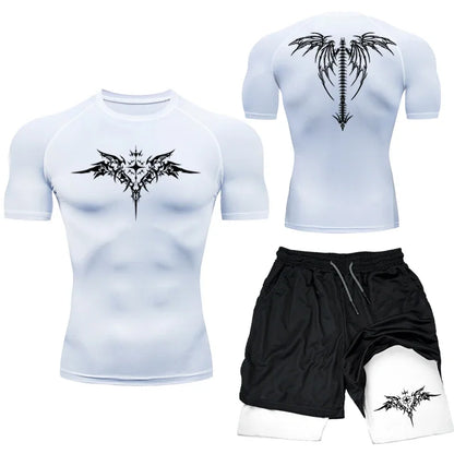 Kompressions-set T-shirt och shorts MMA/Gym/Kondtion