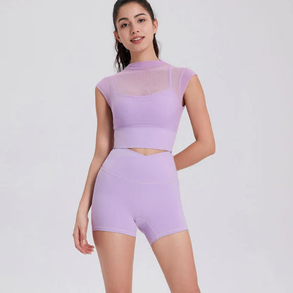 Mesh Crop-top för Yoga, Gym mm