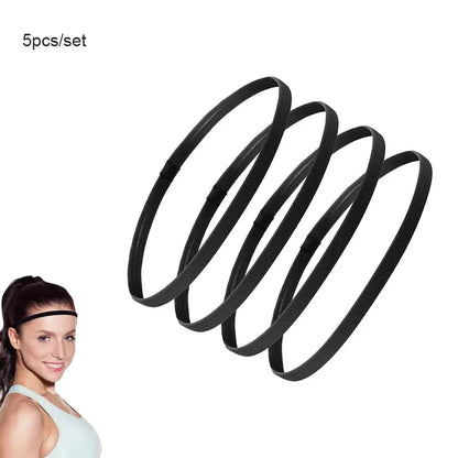5-pack tunna hårband för gym, löpning & yoga mm.