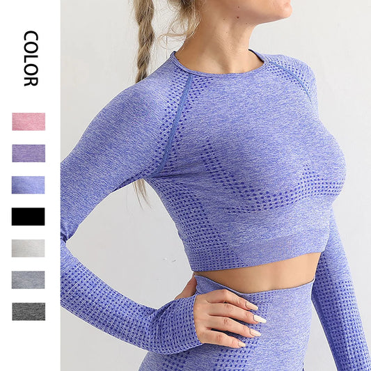 Långärmad crop-top i funktionsmaterial