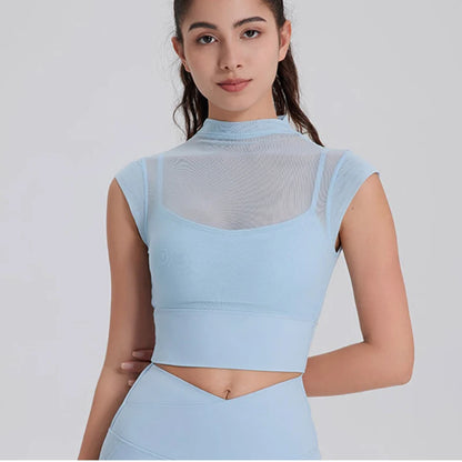 Mesh Crop-top för Yoga, Gym mm