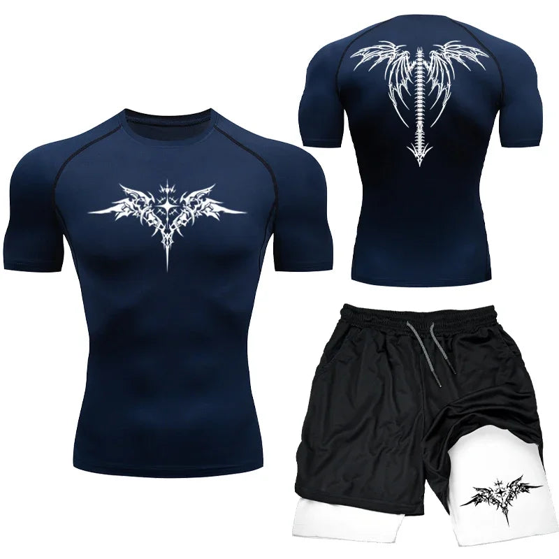 Kompressions-set T-shirt och shorts MMA/Gym/Kondtion