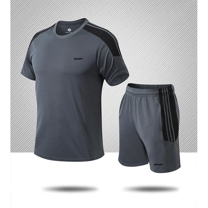 Tränings-set för herr med shorts och t-shirt
