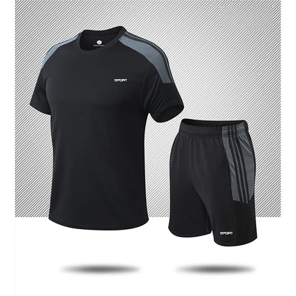 Tränings-set för herr med shorts och t-shirt