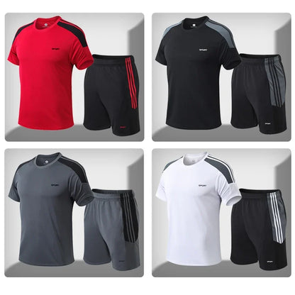 Tränings-set för herr med shorts och t-shirt