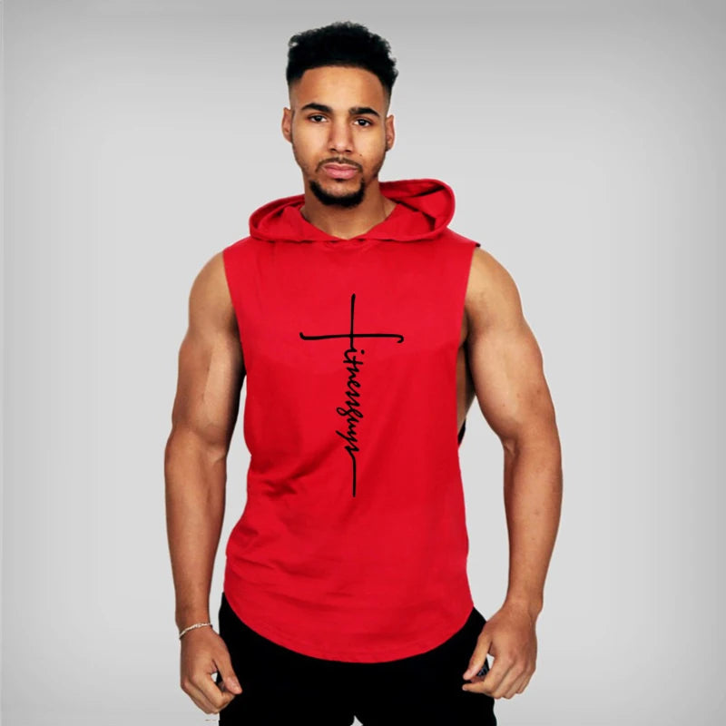 Gymhoodie ärmlös med luva fitnessguys